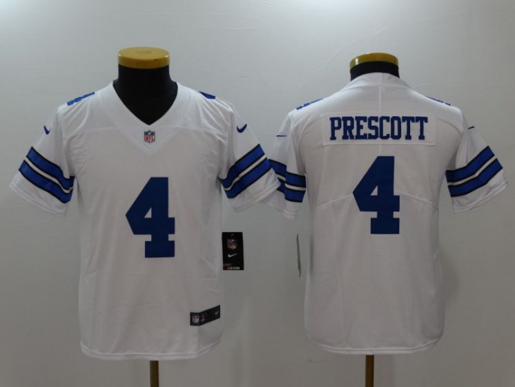 Youth Dallas Cowboys #4 Prescott White Nike Vapor Untouchable Limited NFL Jerseys->women nfl jersey->Women Jersey